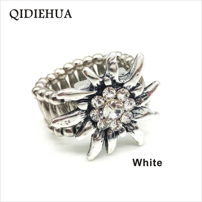 Hot Selling Edelweiss Ring for Women Shiny Rhinestone Finger Rings Antique Silver Zinc Alloy Elastic Rope Ring jewelry Wholesale
Hot Selling Edelweiss Ring for Women Shiny Rhinestone Finger Rings Antique Silver Zinc Alloy Elastic Rope Ring jewelry Wholesale