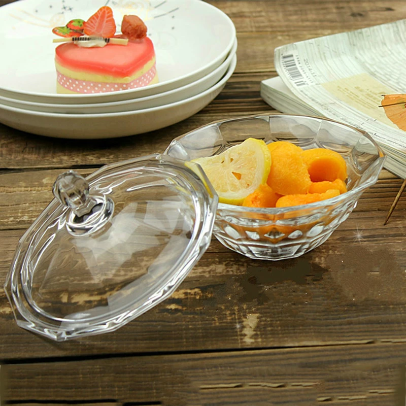 Image Creative Thickened Glass Dessert Fruit Bowl With Hooded Korean Ice Cream Pudding Milkshake Cup Bird s Soup Sauce Tableware
