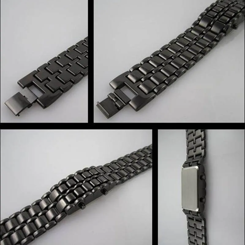 Lava Iron Samurai Men\'s Watch Luxury Stainless Steel Band LED Watches Date Hour Punk Bracelet Sport Wristwatches reloj hombre