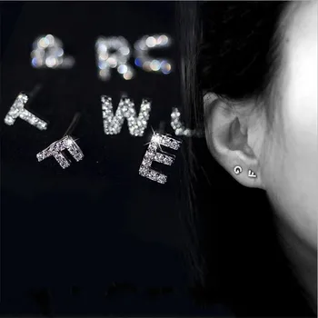 Statement 100% Real 925 sterling silver Pave Cz 26 small letter earring Customize name letter personized stud Earrings For Women
Statement 100% Real 925 sterling silver Pave Cz 26 small letter earring Customize name letter personized stud Earrings For Women