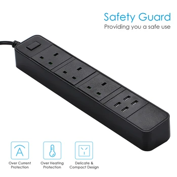 Power Strip 3AC Interface 4 USB Charging Port AC 100-250V 3250W with Overcurrent/Over-heating Protection LED Indicator Lamp
Power Strip 3AC Interface 4 USB Charging Port AC 100-250V 3250W with Overcurrent/Over-heating Protection LED Indicator Lamp