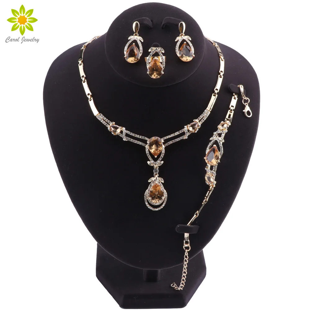 Gold Color Jewelry Sets Champagne Zirconia Stone Earrings For Women Wedding Jewelry With Ring Bracelet Pendant Necklace Set
Gold Color Jewelry Sets Champagne Zirconia Stone Earrings For Women Wedding Jewelry With Ring Bracelet Pendant Necklace Set