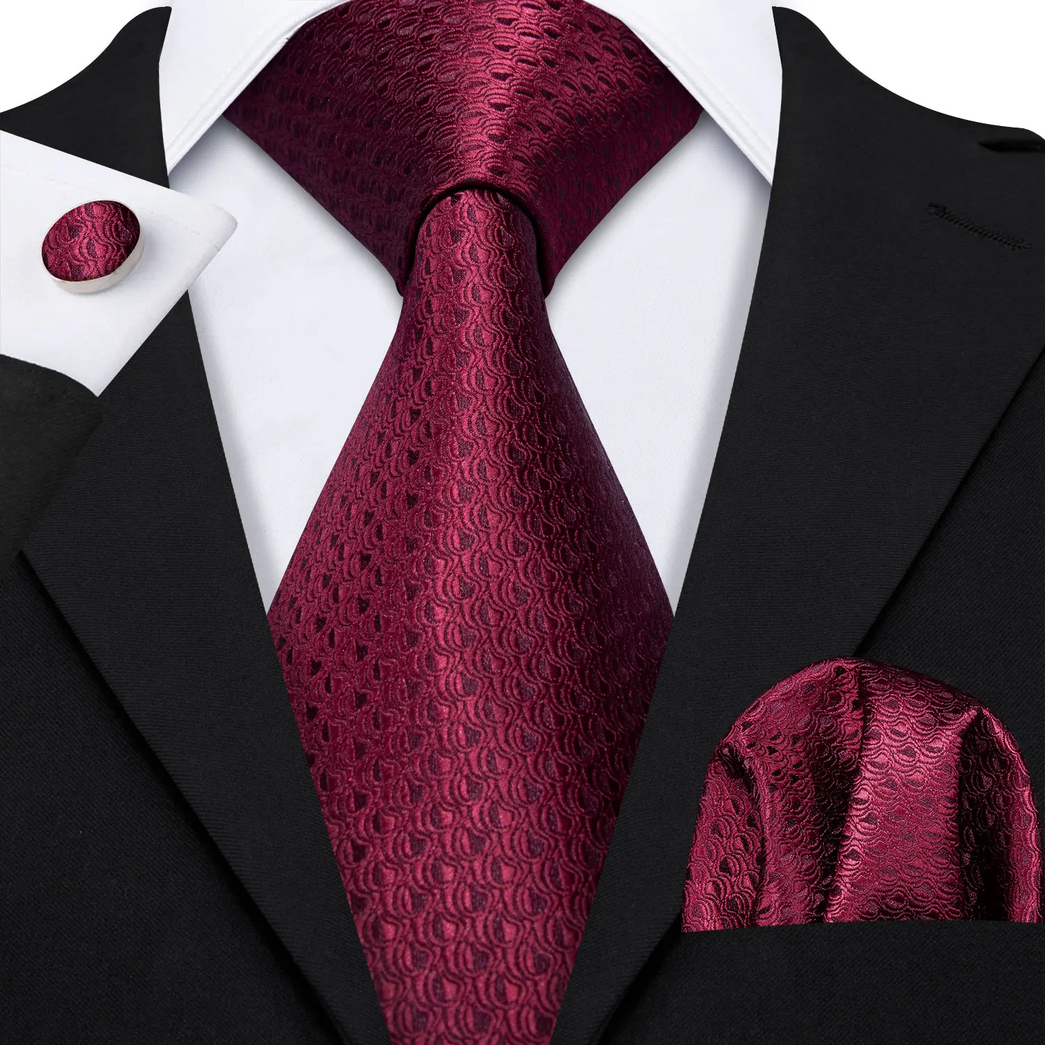 

Barry.Wang Classic Wine Red Jacquard Wedding Tie For Men Formal Silk Necktie Suit Gift Box Set Floral Men Ties Gravatas LS-5154