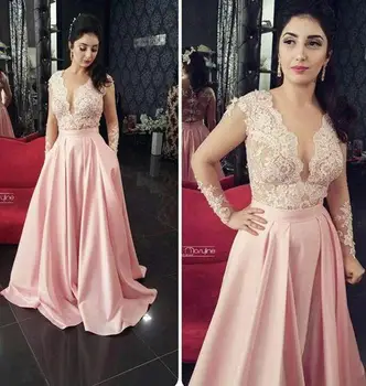 Pink Muslim Evening Dress Long Sleeve Prom Dresses With Pockets Plugging Neck Top Lace Satin Long Party Dresses Beautiful Gowns
Pink Muslim Evening Dress Long Sleeve Prom Dresses With Pockets Plugging Neck Top Lace Satin Long Party Dresses Beautiful Gowns
