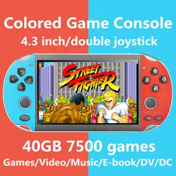 New 4.3 inch double joystick colored handheld game console build in 7500 games support fc/gb/gbc/gba/ps1/arcade game mp3/4 dv dc
New 4.3 inch double joystick colored handheld game console build in 7500 games support fc/gb/gbc/gba/ps1/arcade game mp3/4 dv dc
