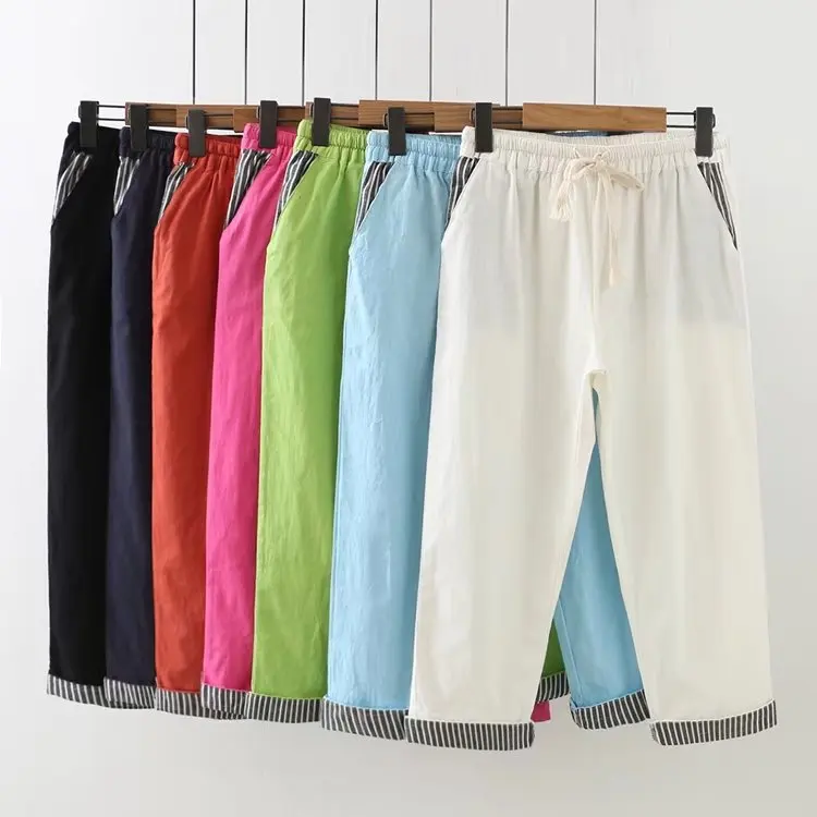 Summer Casual Calf Length Pants 4XL Plus Size Women's Clothing Fashion Loose wash Stretch cotton Linen Cropped Trousers
Summer Casual Calf Length Pants 4XL Plus Size Women's Clothing Fashion Loose wash Stretch cotton Linen Cropped Trousers