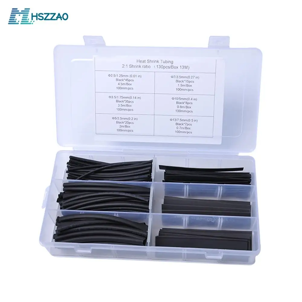 130pcs Polyolefin 2:1 4" Wire Wrap Assortment Set Heat Shrinkable Shrink Tube 6 Sizes 2.5/3.5/5/7/10/13MM Auto Accessories
130pcs Polyolefin 2:1 4" Wire Wrap Assortment Set Heat Shrinkable Shrink Tube 6 Sizes 2.5/3.5/5/7/10/13MM Auto Accessories