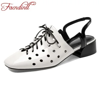 FACNDINLL 2019 summer women genuine leather shoes square med heels lace up black white shoes woman dress party casual sandals
FACNDINLL 2019 summer women genuine leather shoes square med heels lace up black white shoes woman dress party casual sandals