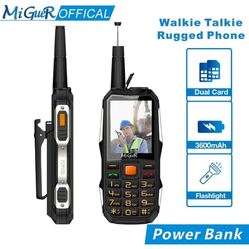 MiGueR P104 Walkie Talkie Waterproof Mobile Phone 2.4 Inch High Power Bank 3600mAh Radio Station Radio Comunicador Dual Card
MiGueR P104 Walkie Talkie Waterproof Mobile Phone 2.4 Inch High Power Bank 3600mAh Radio Station Radio Comunicador Dual Card