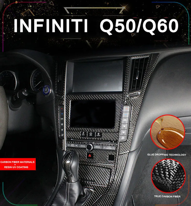 For Infiniti Q50 Q60 Accessories Car Sticker Carbon Fiber Storage Box Switch Panel Automotive Interior Trim 2013 14 16 17 2019