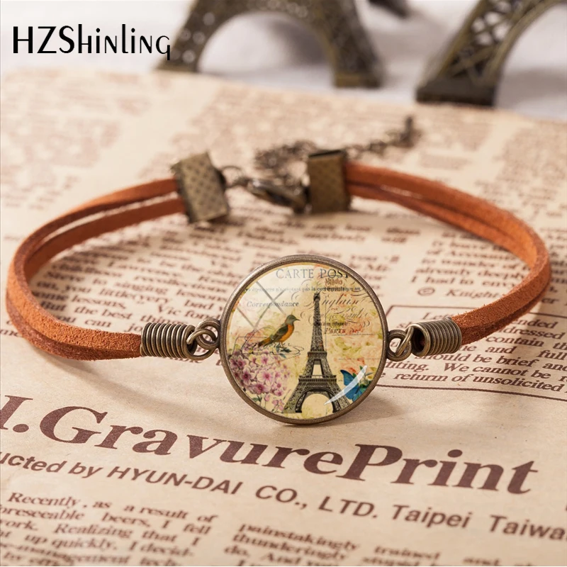 New Fashion Eiffel Tower With Bird Bracelet Bronze Glass Dome Leather Bracelet Vintage Style Jewelry Gift For Women Friend
New Fashion Eiffel Tower With Bird Bracelet Bronze Glass Dome Leather Bracelet Vintage Style Jewelry Gift For Women Friend