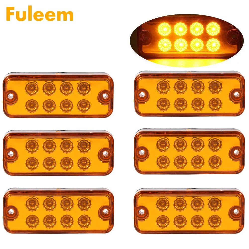 Fuleem 6PCS 4inch Amber 8 LED Side Marker Light Lamp Truck Trailer Lorry Caravan Sealed Waterproof 12V
Fuleem 6PCS 4inch Amber 8 LED Side Marker Light Lamp Truck Trailer Lorry Caravan Sealed Waterproof 12V