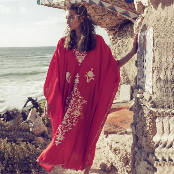 Melflow Summer Women Sexy Maxi Beach Dress Plus Size Kaftan Ladies Cover Ups Loose Print Robe Red Folk Turkey Swimwear Sundress
Melflow Summer Women Sexy Maxi Beach Dress Plus Size Kaftan Ladies Cover Ups Loose Print Robe Red Folk Turkey Swimwear Sundress