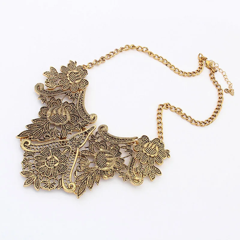 Gold Silver Color Flower Necklace Retro Statement Necklaces Hollow Charm Pendant Jewelry Women Clavicle Choker Link Chain
Gold Silver Color Flower Necklace Retro Statement Necklaces Hollow Charm Pendant Jewelry Women Clavicle Choker Link Chain