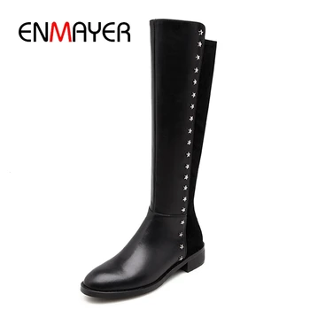 ENMAYER Round toe women boots women knee high zipper boots fashion female flat with boots Size 34-39 ZYL938
ENMAYER Round toe women boots women knee high zipper boots fashion female flat with boots Size 34-39 ZYL938