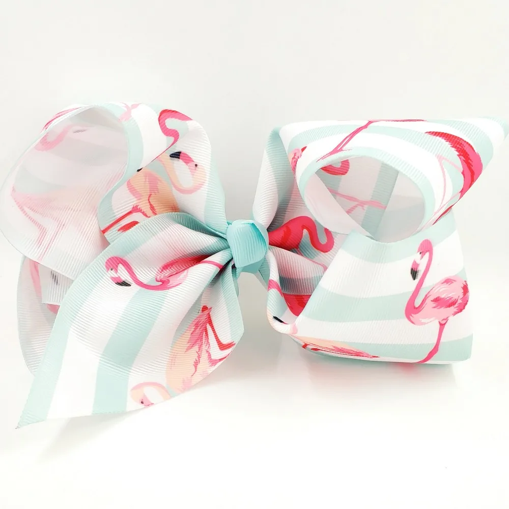 10pcs Free shipping Flamingo Ribbon Hairbow 8 inch with Alligator Clip | Аксессуары для одежды