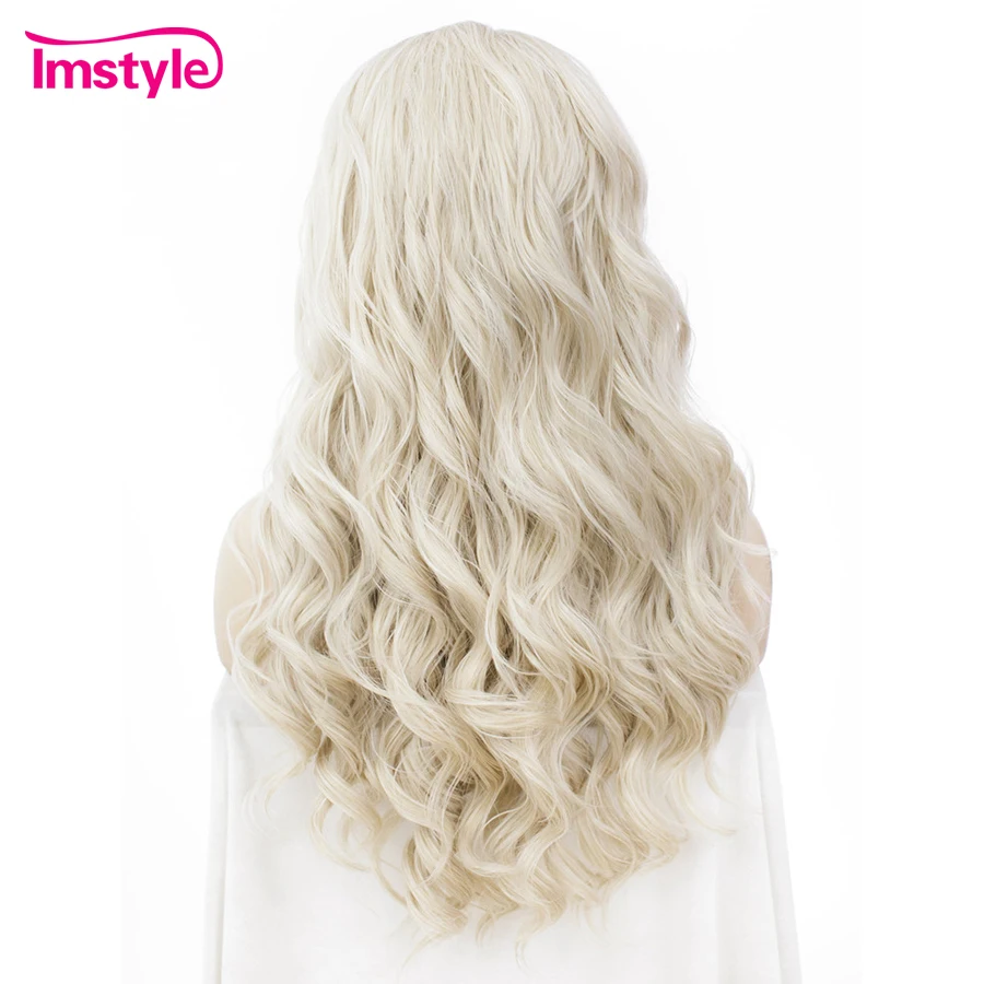 Imstyle пепельного цвета блонд синтетический Синтетические волосы на кружеве парик