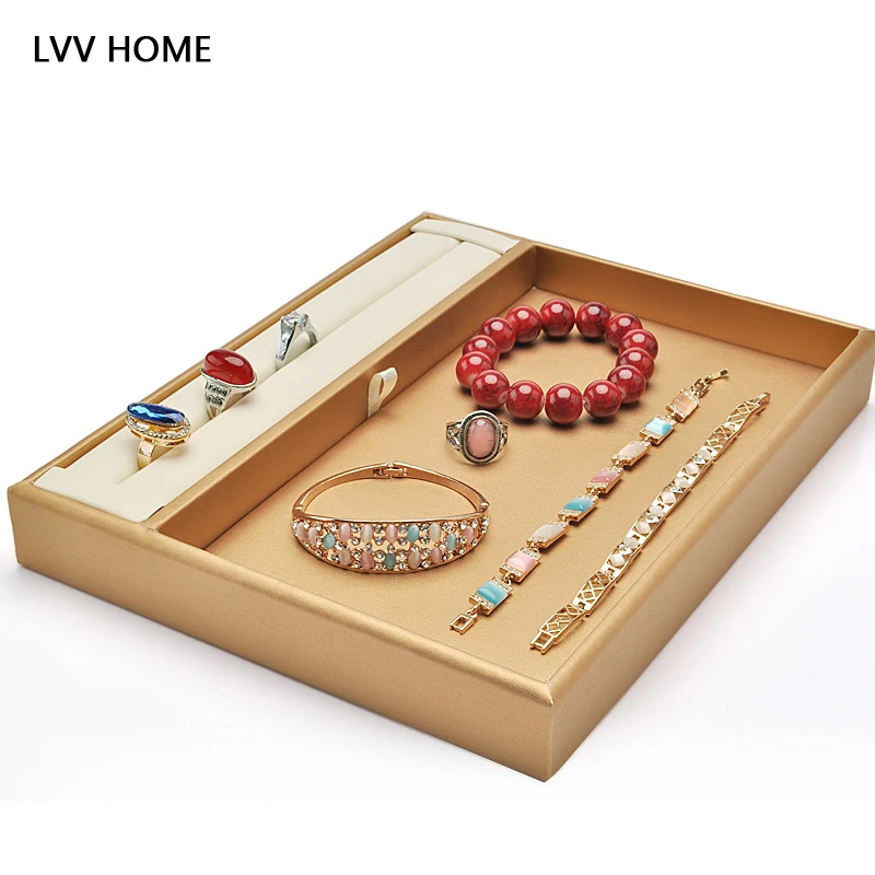 

LVV HOME pu leather jewelry storage box/Jewelry display tray ring necklace rops finishing box