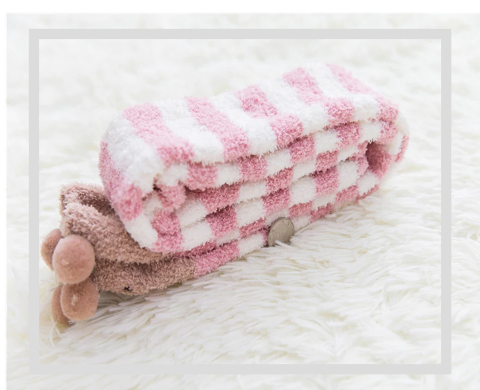 2019 New Winter Coral Velvet Knee Pads Ladies Cute Comfortable Thick Warm Towel Leggings Women's Stockings Striped Sleeping Sock (16)