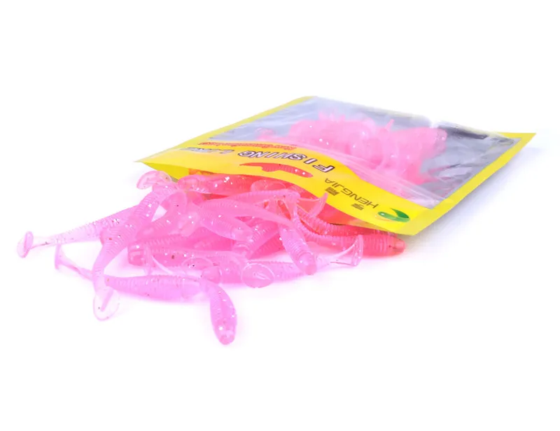 50 PcsBag T Tail Silicone Soft Bait Fishing Artificial Worms Soft Lures Carp Fishing Accessories 5.2cm 0.6g (8)