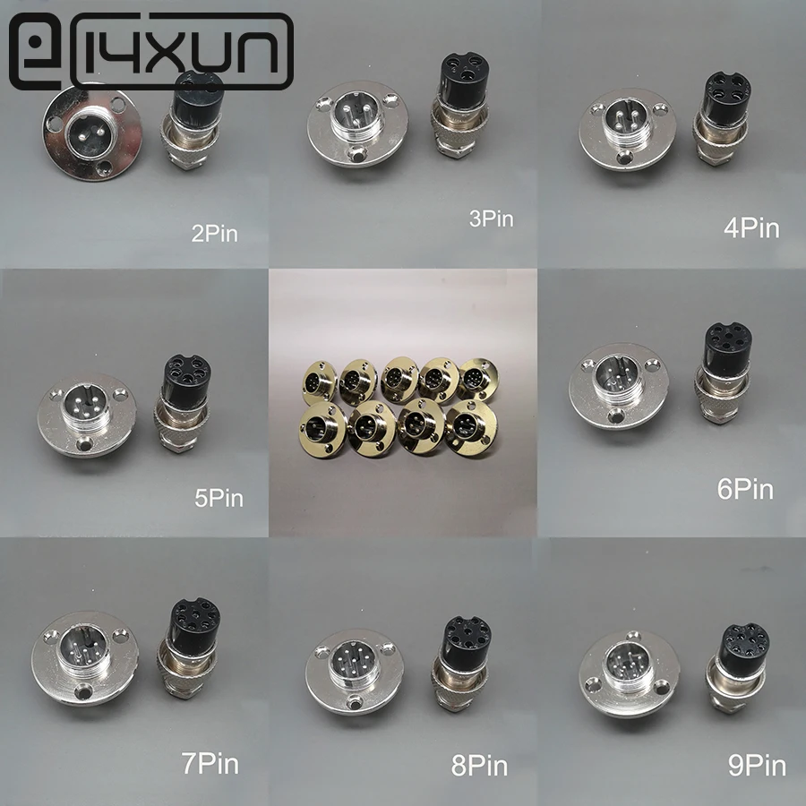 

1Set GX16 with 3 Hole Flange Aviation Connector XLR 16mm 2 3 4 5 6 7 8 9 Pin Female Plug Male Chassis Mount Circular Socket