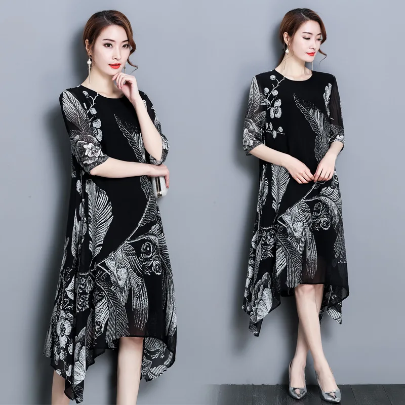Silk dress 2019 spring new print dress fashion loose sleeve summer vestidos large size M-3XL high quality elegant Dresses
Silk dress 2019 spring new print dress fashion loose sleeve summer vestidos large size M-3XL high quality elegant Dresses