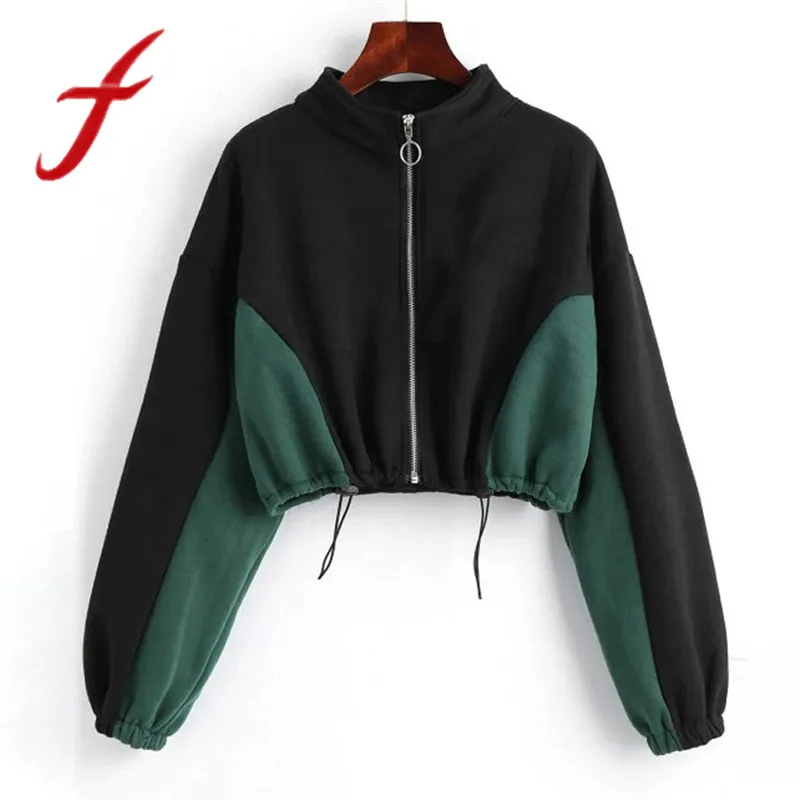 Feitong Women Crop Tops Sweatshirts Causal Round Neck Zipper Long Sleeve Patchwork Short Cropped Sweatshirt sudaderas mujer 2019
Feitong Women Crop Tops Sweatshirts Causal Round Neck Zipper Long Sleeve Patchwork Short Cropped Sweatshirt sudaderas mujer 2019