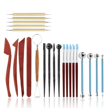 SZS Hot 23PCS pottery sculpture kit, including wooden embellishment tools, silicone tip, ball pen tools, modeling tools, potte
SZS Hot 23PCS pottery sculpture kit, including wooden embellishment tools, silicone tip, ball pen tools, modeling tools, potte