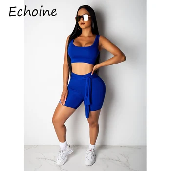 Echoine Fashion Tracksuit Women Two Piece Set Crop Top And Short Pants Solid Color Backless Bandage Women Sportwear Suit 2 Color 
Echoine Fashion Tracksuit Women Two Piece Set Crop Top And Short Pants Solid Color Backless Bandage Women Sportwear Suit 2 Color