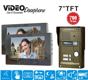 ZHUDELE Wired Touch 7 inch Color Home Video Door Phone Intercom System2 Monitor + 1 RFID Code Camera waterproof for 2-apartments
ZHUDELE Wired Touch 7 inch Color Home Video Door Phone Intercom System2 Monitor + 1 RFID Code Camera waterproof for 2-apartments