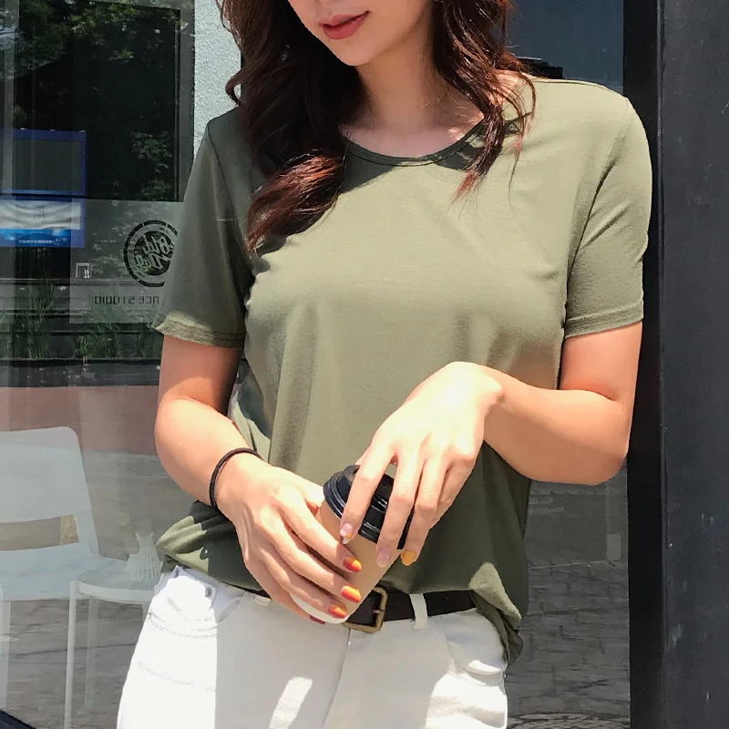 Summer Plus Size Tshirt Women Pink Modal Basic Solid Color short-sleeved T-shirt Tops Women Clothes 2019 Tee Shirt Femme 2 Piece
Summer Plus Size Tshirt Women Pink Modal Basic Solid Color short-sleeved T-shirt Tops Women Clothes 2019 Tee Shirt Femme 2 Piece