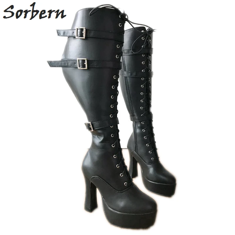 Sorbern Lace Up Round Toe Knee High Boots For Women Zip Up Straps Buckles Spool Heels Platform Boots New Womens Shoes Size 10
Sorbern Lace Up Round Toe Knee High Boots For Women Zip Up Straps Buckles Spool Heels Platform Boots New Womens Shoes Size 10