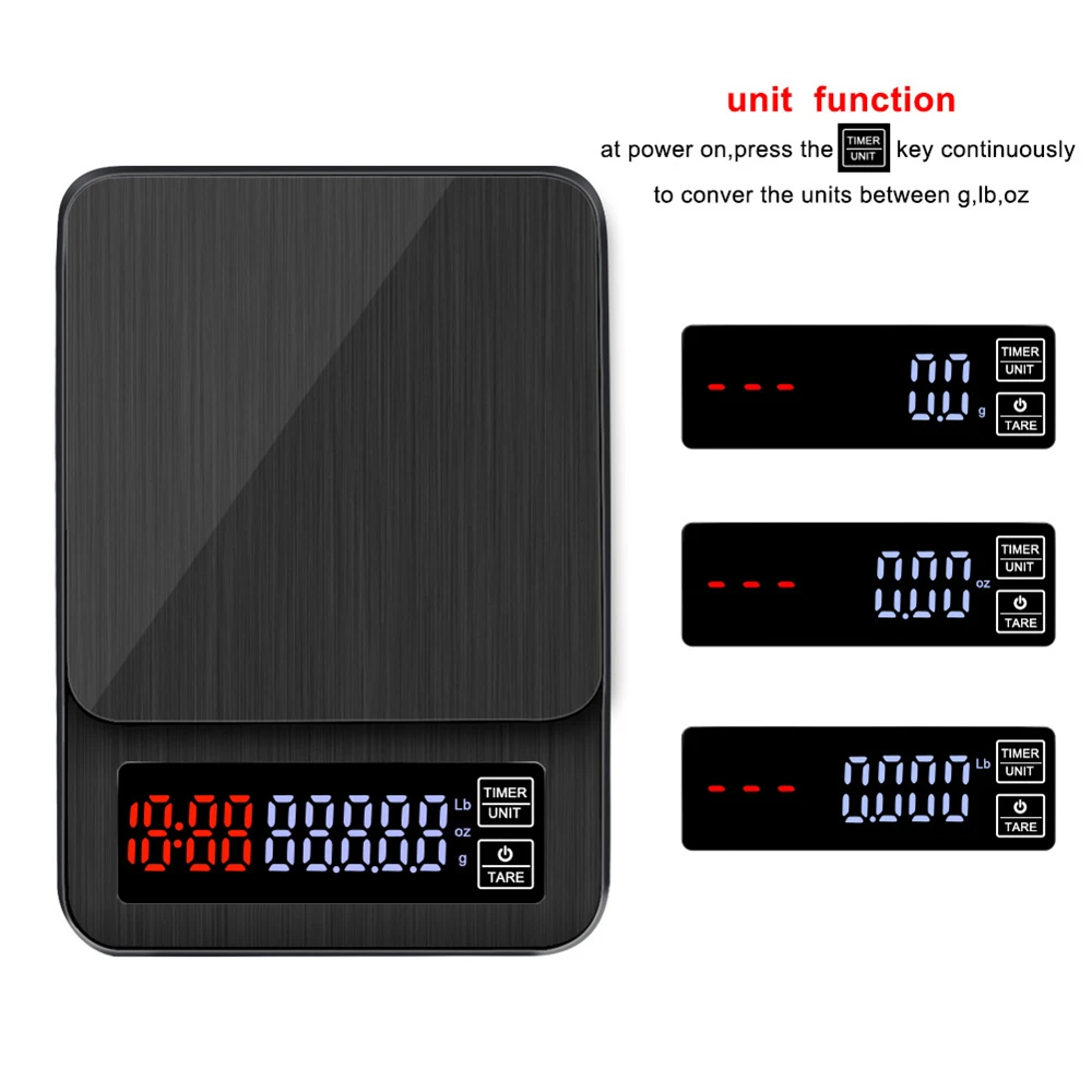5kg/0.1g LCD Electronic Scales Food Balance Portable Digital Scale Weight Kitchen Household Coffee Scales with Timing Functions
5kg/0.1g LCD Electronic Scales Food Balance Portable Digital Scale Weight Kitchen Household Coffee Scales with Timing Functions