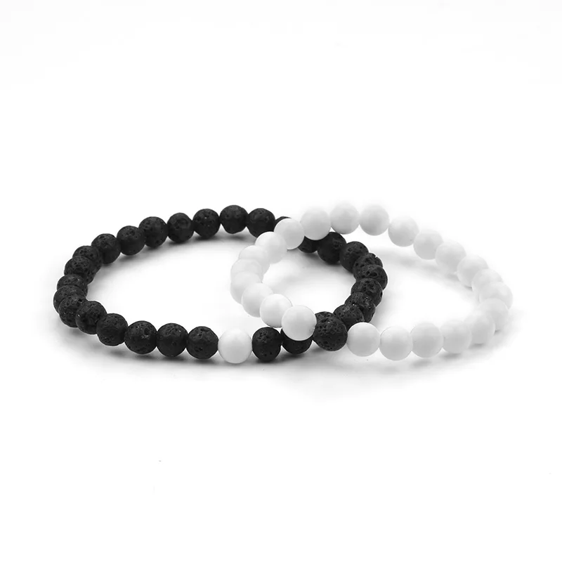 2 PCS/Set Handmade Mens Jewelry Gift Black Lava White Natural Stone Beads Couples Bracelets Elastic Thread Bangles For Boyfriend
2 PCS/Set Handmade Mens Jewelry Gift Black Lava White Natural Stone Beads Couples Bracelets Elastic Thread Bangles For Boyfriend
