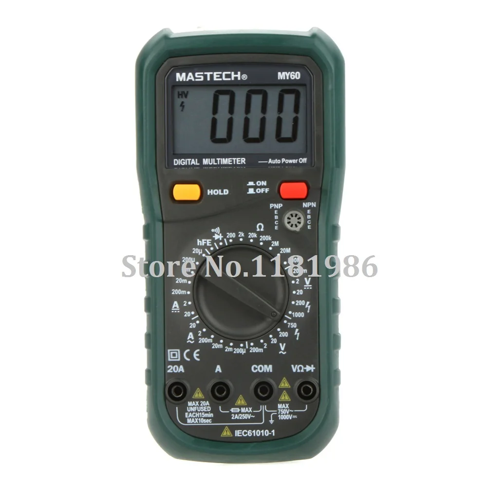 MASTECH MY60 Digital Multimeter DMM AC/DC Voltmeter Professional Ohmmeter Tester w/hFE Test Multimetro Ammeter Multitester
MASTECH MY60 Digital Multimeter DMM AC/DC Voltmeter Professional Ohmmeter Tester w/hFE Test Multimetro Ammeter Multitester