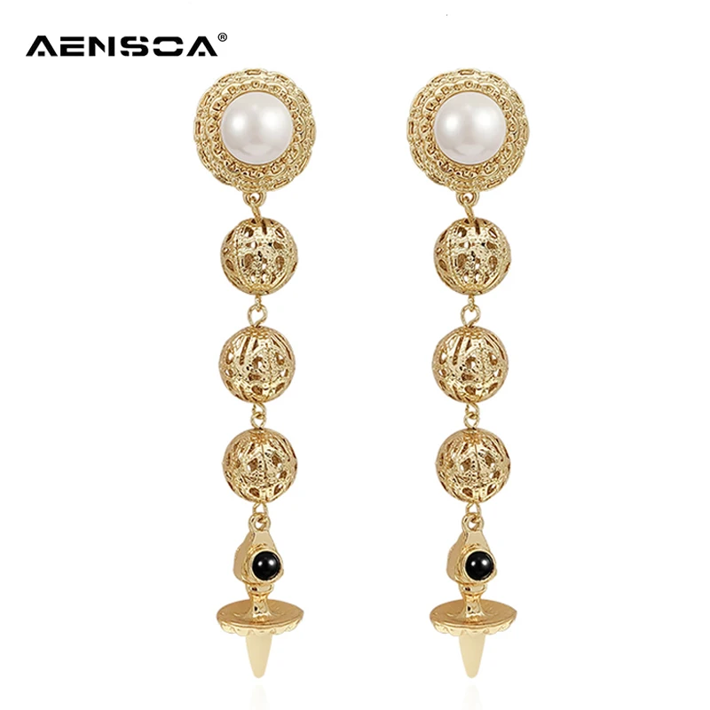 AENSOA Wild Simple 4 Beads Temperament Pendant Earrings Large Hollow Balls Tassel Long Earrings For Women Layered Beads Earrings
AENSOA Wild Simple 4 Beads Temperament Pendant Earrings Large Hollow Balls Tassel Long Earrings For Women Layered Beads Earrings