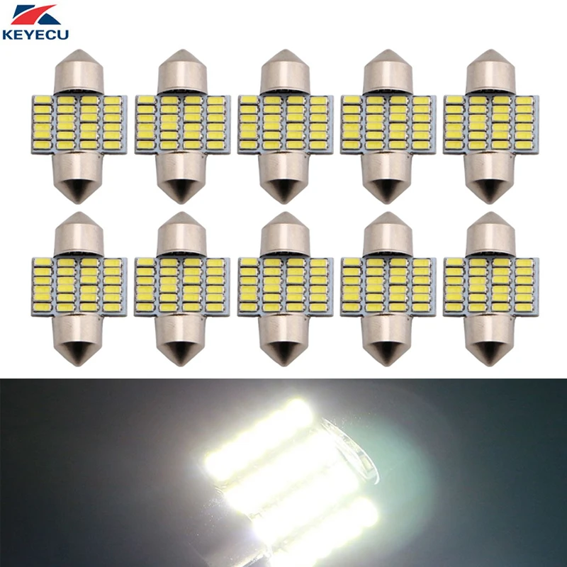 KEYECU 10 шт. супер яркий белый 31 мм 3014 24SMD Светодиодная лампа купольная карта