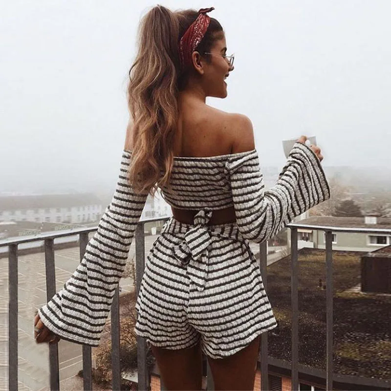 Elegant Autumn Jumpsuits For Women 2018 Sexy Off Shoulder Bow Tie Striped Rompers Womens Jumpsuit Casual Ladies Overalls DG282
Elegant Autumn Jumpsuits For Women 2018 Sexy Off Shoulder Bow Tie Striped Rompers Womens Jumpsuit Casual Ladies Overalls DG282