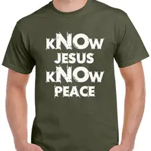 Знайте Иисуса знать мир Мужская рубашка Топ религиозный подарок