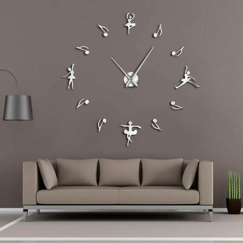 Ballerinas Wall Decor Diy Large Wall Clock Ballet Dancers Music