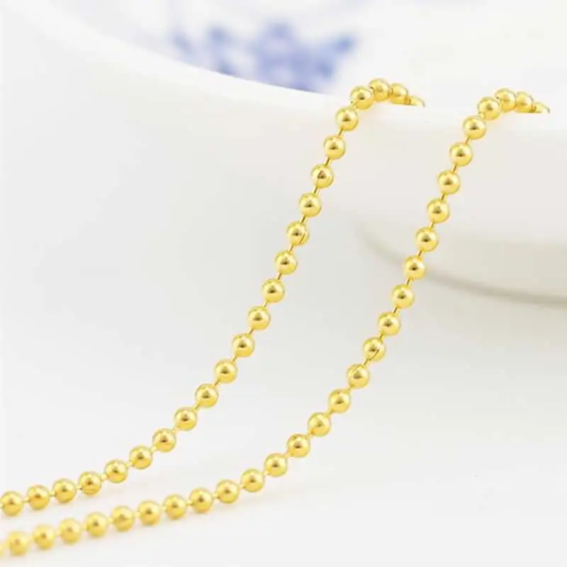 Pure Solid 999 24K Yellow Gold Necklace Women Smooth Beads Link Necklace Chain M Clasp P6277 Pure Solid 999 24K Yellow Gold Necklace Women Smooth Beads Link Necklace Chain M Clasp P6277