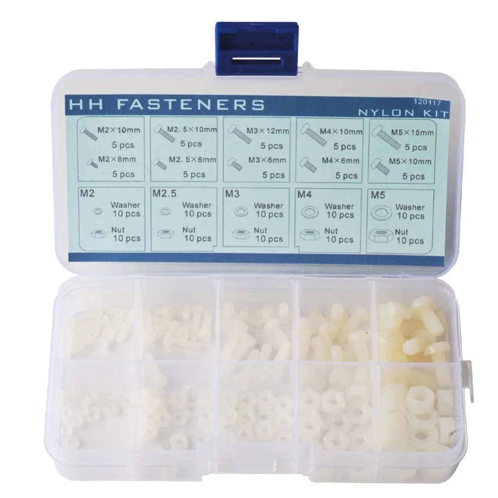 Nylon Screws M2 M2.5 M3 M4 M5 Nylon Phillips Screw Nut Washer Assortment Kit 120117
Nylon Screws M2 M2.5 M3 M4 M5 Nylon Phillips Screw Nut Washer Assortment Kit 120117