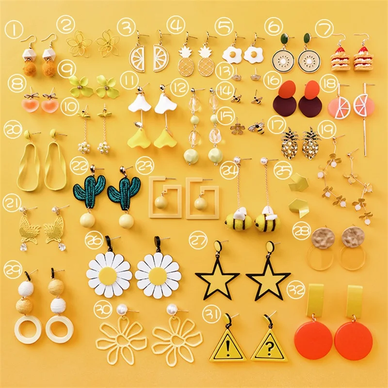 MINGQI Creative Fashion Yellow Animal Plant Cactus Cake Star Orange Long Earrings Temperament Sexy Korean Woman Earrings Jewelry
MINGQI Creative Fashion Yellow Animal Plant Cactus Cake Star Orange Long Earrings Temperament Sexy Korean Woman Earrings Jewelry