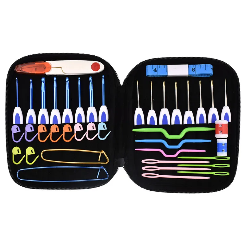 Crochet Hook Set 16pcs Mix 1.0-6.0mm Aluminum Crochet Needles With Bag Sweater Weave Knitting Hook Needles DIY Craft Sewing Tool (11)