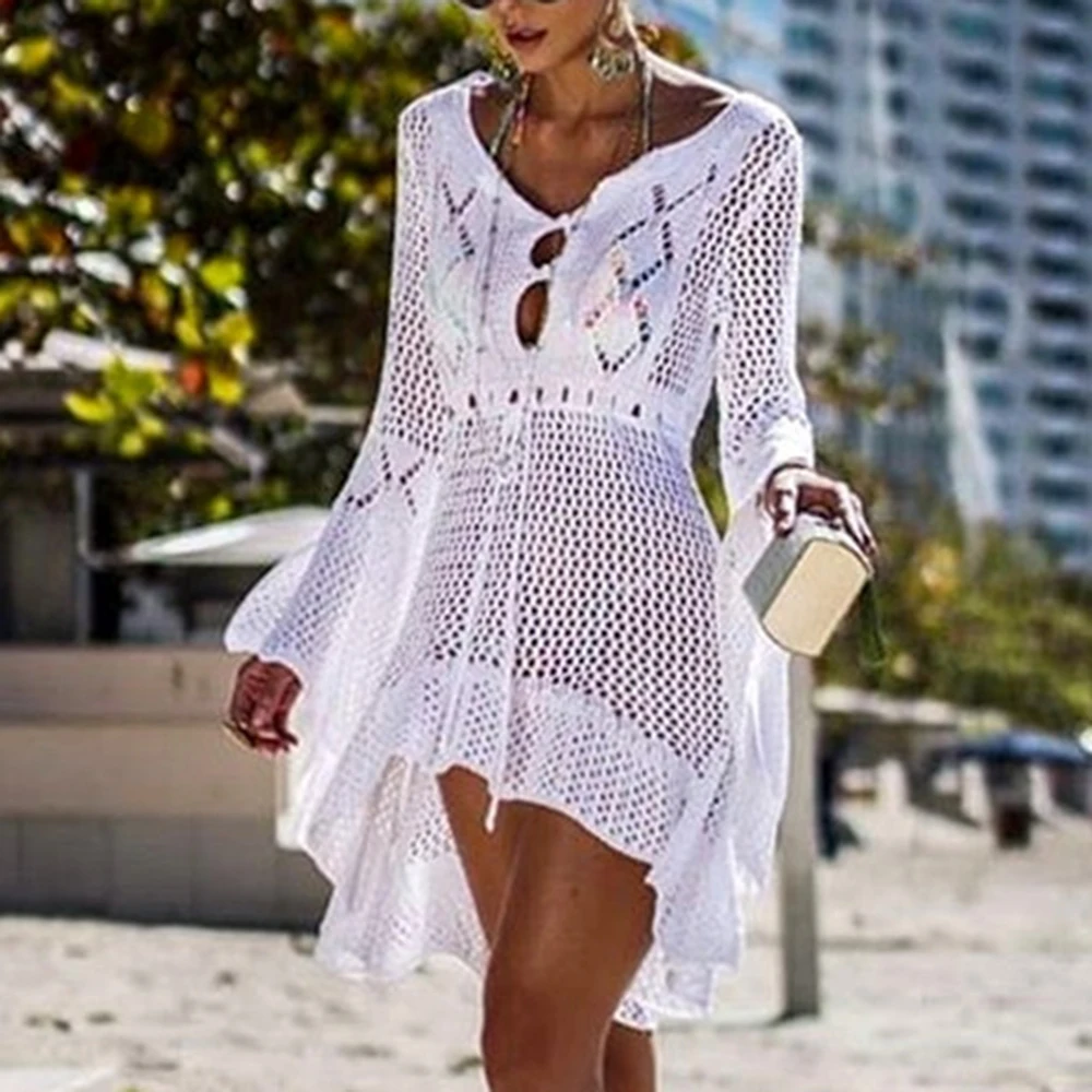 Laamei New Fashion Knitted Tunic Dress Women Swimsuit Covre-up Hollow Out Beach Cover Up Dress Summer Beach Sarong De Plage
Laamei New Fashion Knitted Tunic Dress Women Swimsuit Covre-up Hollow Out Beach Cover Up Dress Summer Beach Sarong De Plage