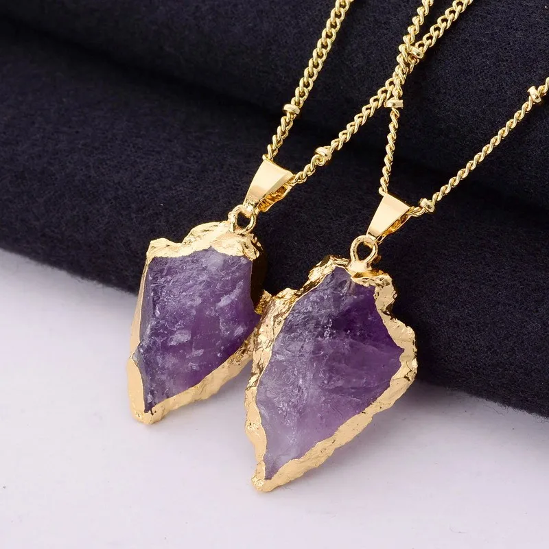 SEDmart Purple Crystal Natural Stone Pendant Necklace Arrow Healing Crystal Necklace For Women
SEDmart Purple Crystal Natural Stone Pendant Necklace Arrow Healing Crystal Necklace For Women