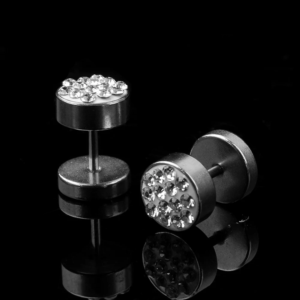 1 Pair 8 mm Punk Black/Silver Men's Barbell Stainless Steel Crystal rhinestone Ear Studs Earrings For Women Jewelry 2 Colors
1 Pair 8 mm Punk Black/Silver Men's Barbell Stainless Steel Crystal rhinestone Ear Studs Earrings For Women Jewelry 2 Colors