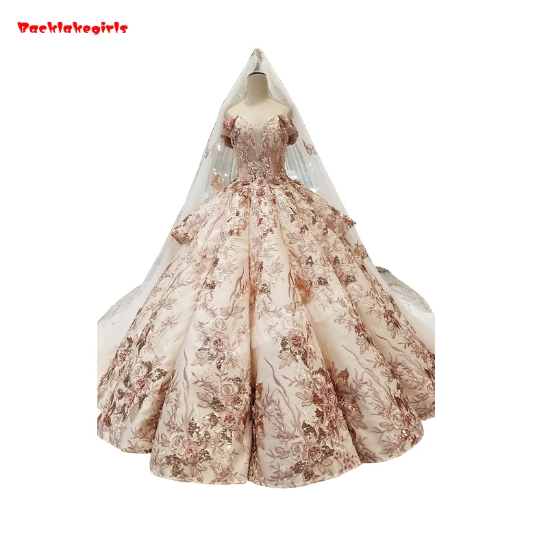 

46548 Sweetheart Sleeveless Princess Wedding Dresses Lace Veil Exquisite Fluffy Ball Gown Vestido De Novia Apliques