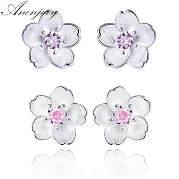 ANENJERY Simple Fashion Silver Color Cherry Flower Zircon Stud Earrings For Women Girl Gift brincos S-E240
ANENJERY Simple Fashion Silver Color Cherry Flower Zircon Stud Earrings For Women Girl Gift brincos S-E240