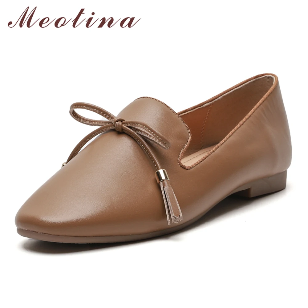 Meotina Ballet Flats Shoes Women Genuine Leather Loafers Natural Real Leather Flat Shoes Bow Square Toe Boat Shoes Spring 34-42
Meotina Ballet Flats Shoes Women Genuine Leather Loafers Natural Real Leather Flat Shoes Bow Square Toe Boat Shoes Spring 34-42